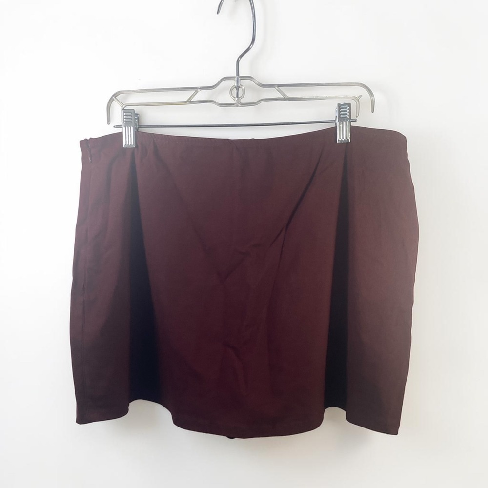 Wild Fable Burgundy Maroon Side Slit Mini Skirt XL Side Zip Woven Minimalist